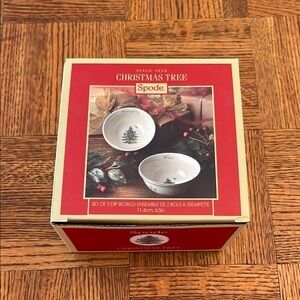 Spode Christmas tree set of 2 naughtyty nice dip bowls